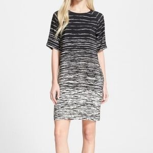 Vince Silk Black & white raglan sleeve shift dress Size Small Petite